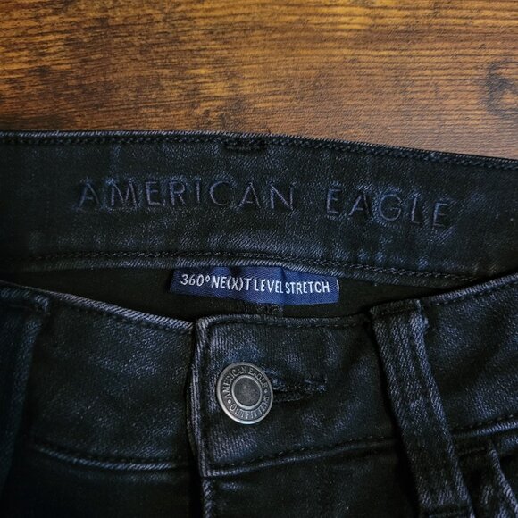 American Eagle Jeans 8 S Super Hi Rise Jegging 360 Next Level Stretch Black - Picture 4 of 12